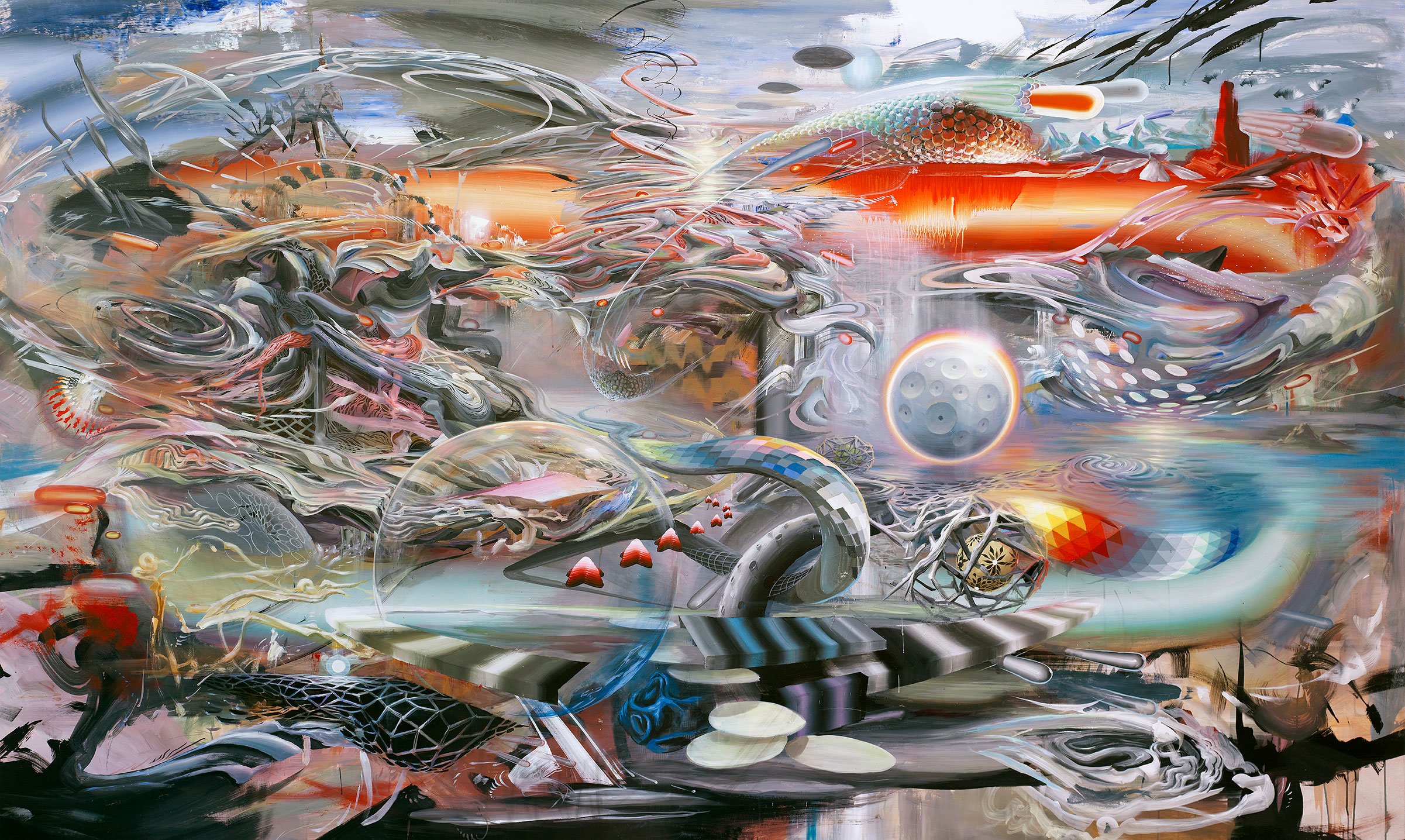 Oliver Vernon, Mars-1, Damon Soule, David Lee,
Nome Edonna, painted live at Symbiosis
Eclipse Festival,
Pyramid Lake, NV, 2012