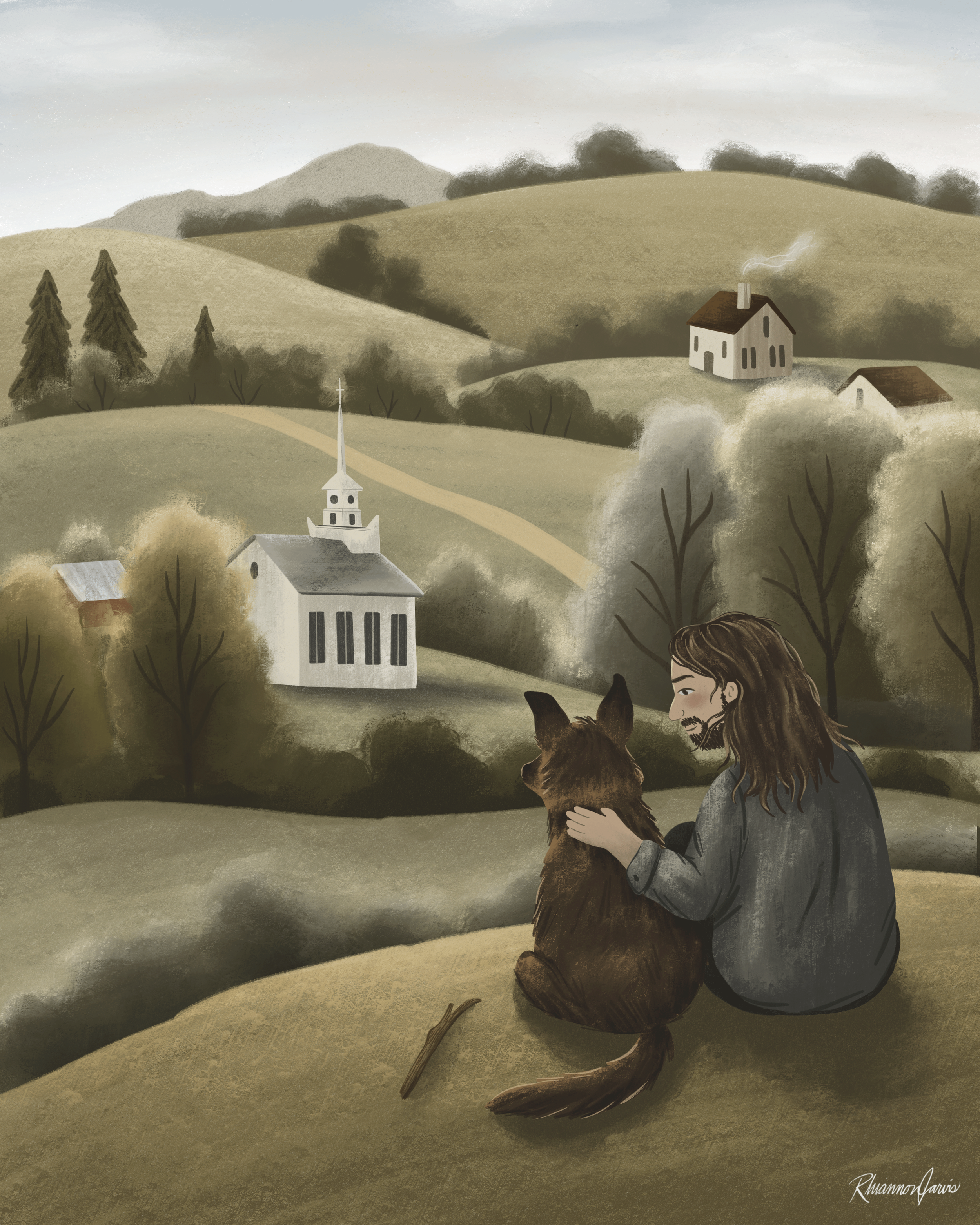 "View Between Villages" - 8x10" Giclée Illustration Print