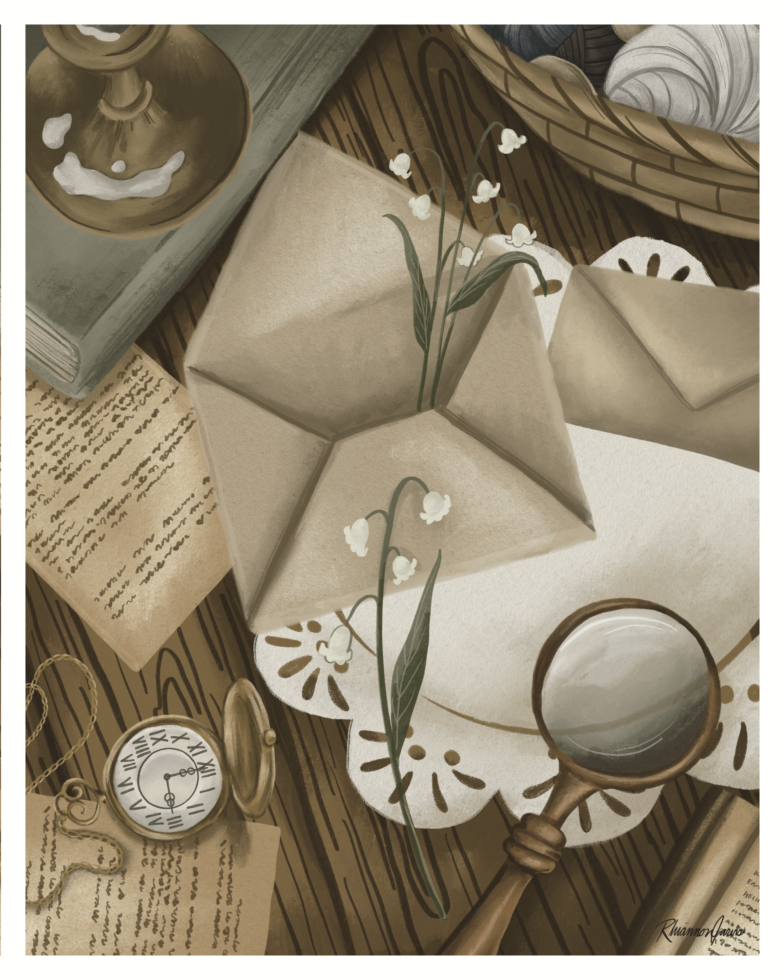 "Letters With Lilies" - 8x10" Giclée Illustration Print