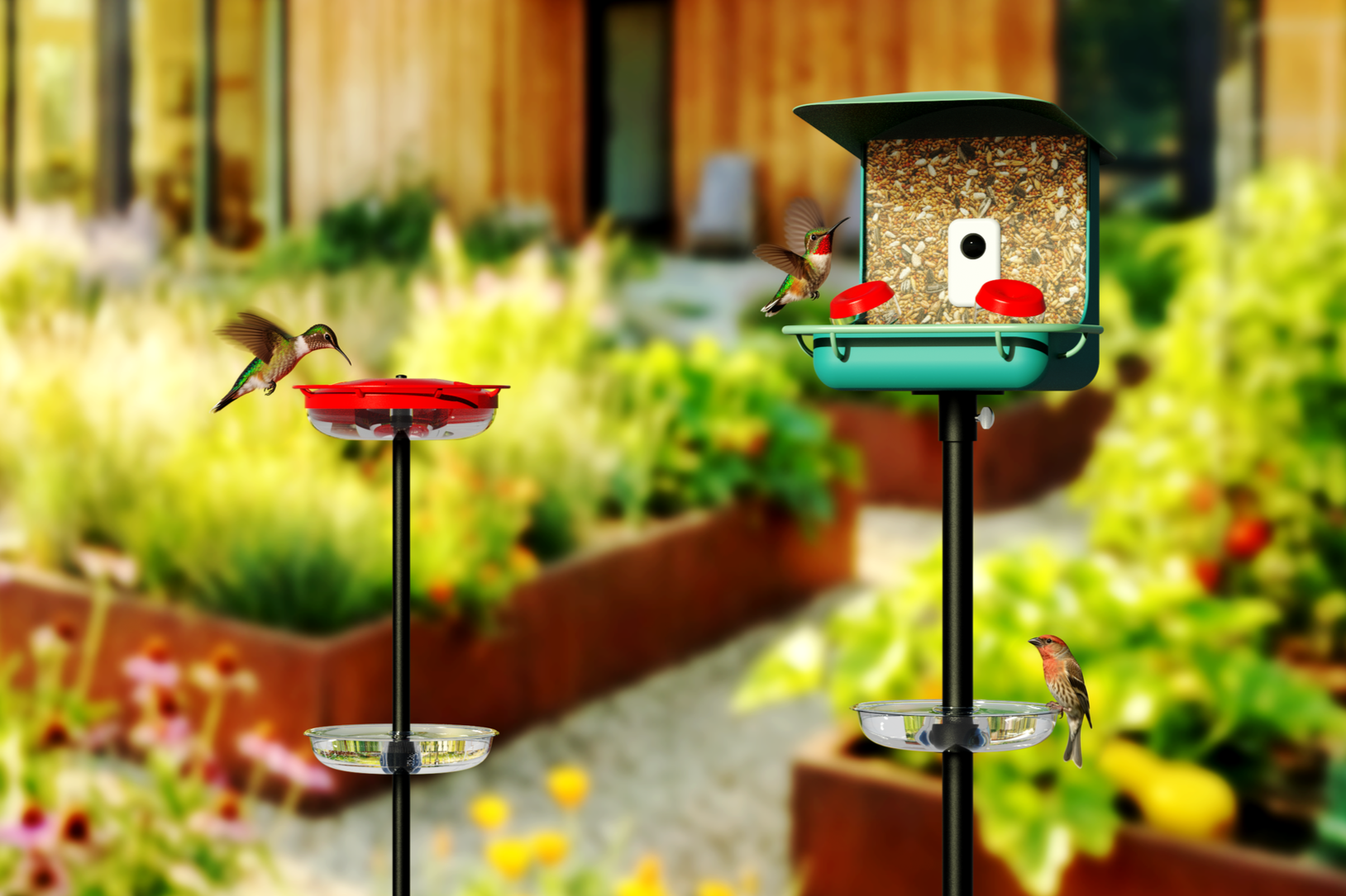 The Ant-Mote™ is a patent-pending pole-moutned ant moat that protects hummingbird and smart bird feeders from ants and crawling insects. Its 7-inch water barrier keeps nectar clean while and your feeders protected. Simple, durable, and Made in the US