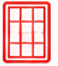 Red window with multiple small panes