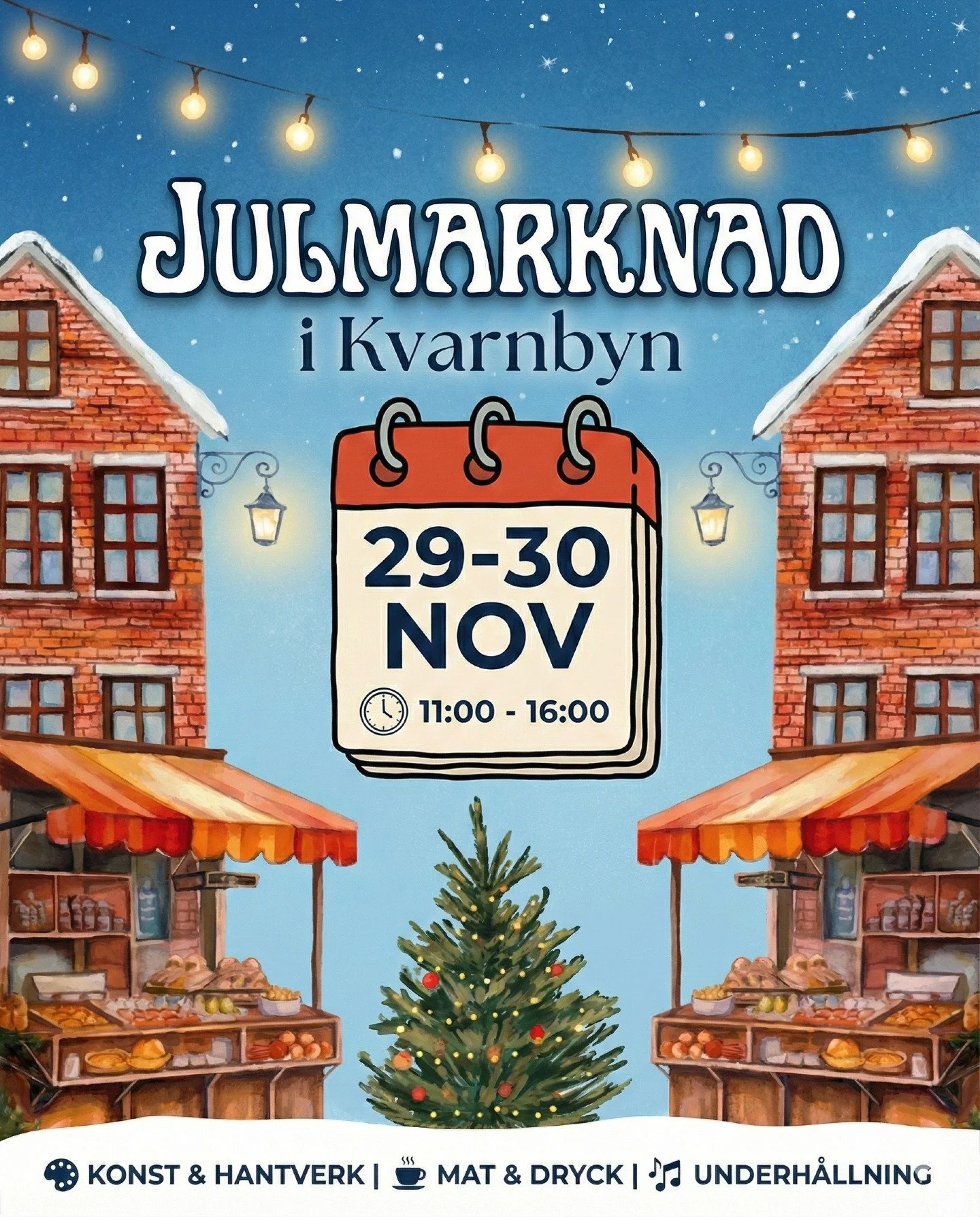🎄✨ Julst&auml;mning i Kvarnbyn + Brunch p&aring; Kr&aring;kans Krog! ✨🎄
Den h&auml;r helgen h&auml;nder det extra mycket i Kvarnbyn &ndash; Julmarknad 29&ndash;30/11 kl. 11&ndash;16 med mat, hantverk, workshops och h&auml;rlig underh&aring;llning.
