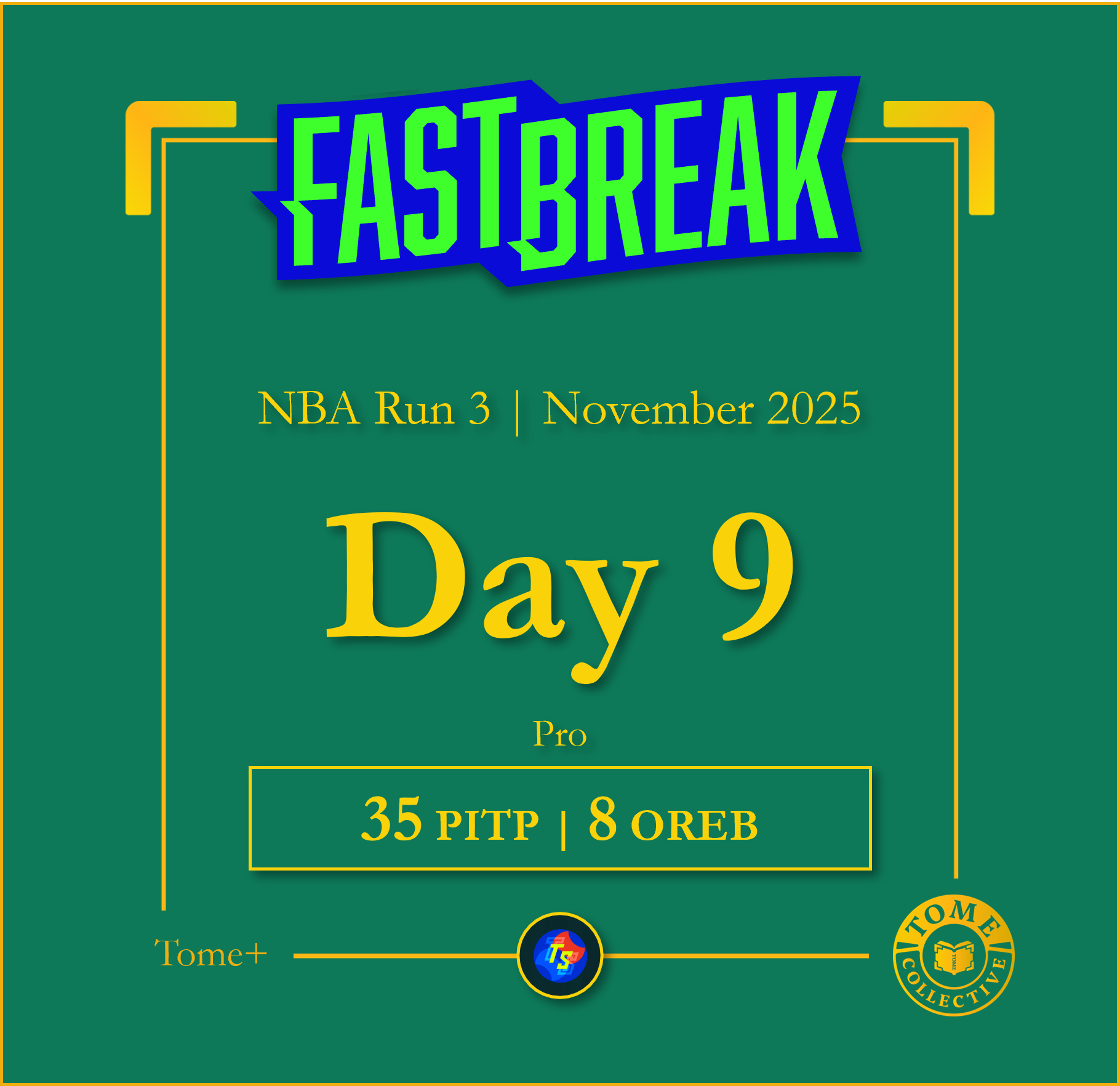 Tome+ | NBA Fast Break Pro | Run 3 | Day 9