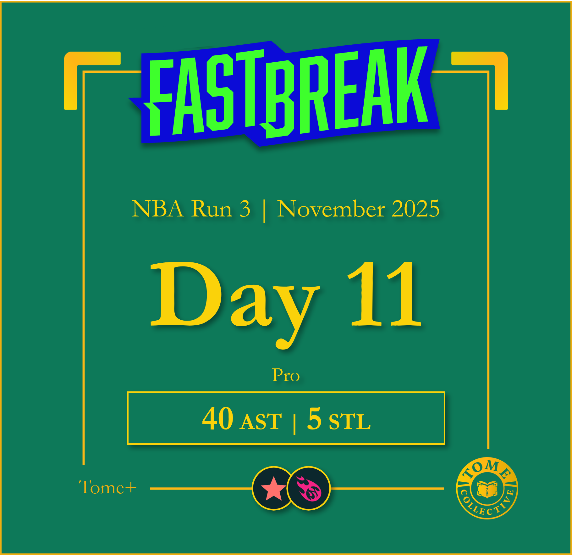 Tome+ | NBA Fast Break Pro | Run 3 | Day 11
