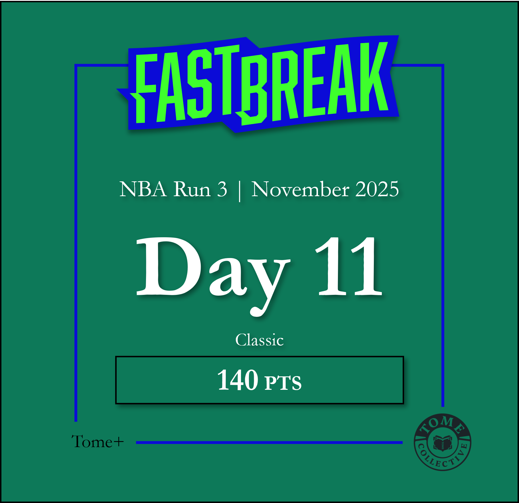 Tome+ | NBA Fast Break Classic | Run 3 | Day 11