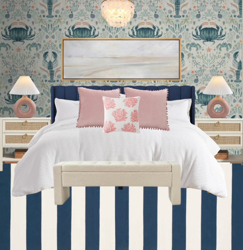 Vintage beach themed room design for a vacation home.