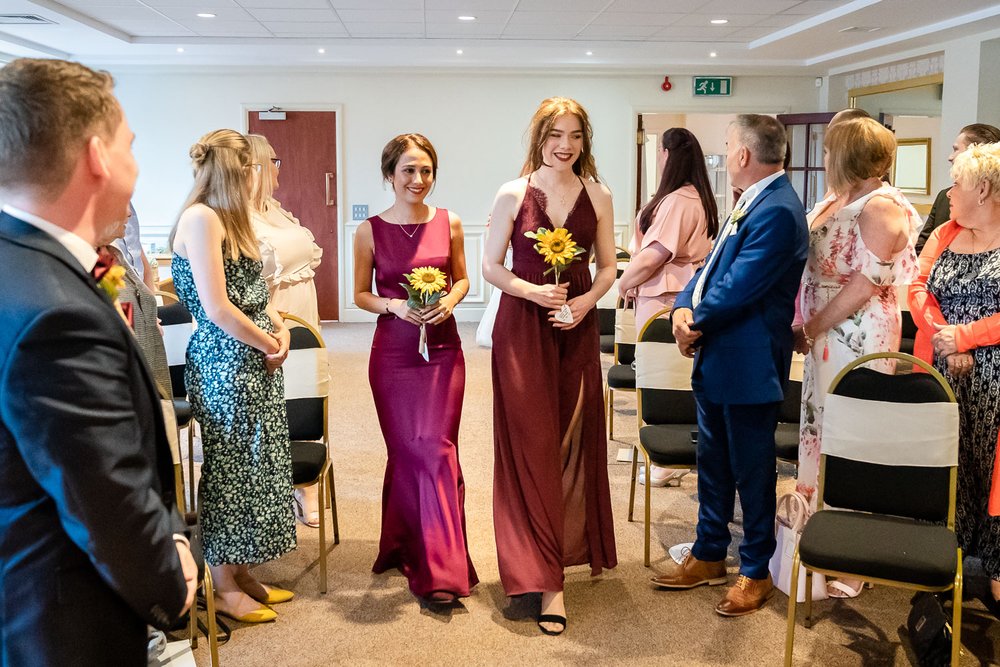 bridesmaids enter Hillingdon registry office