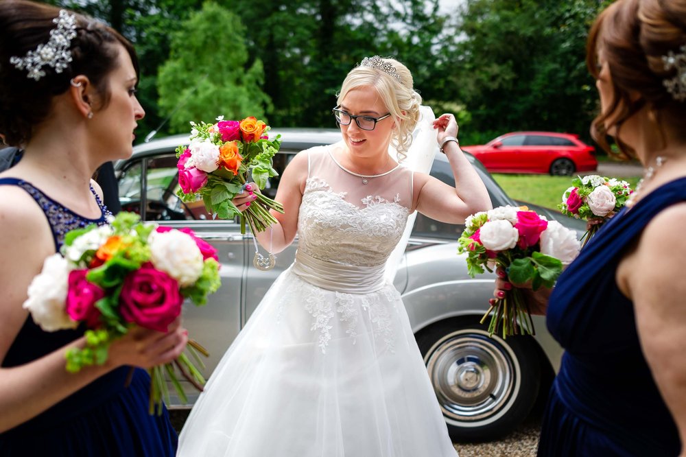 Bride arrives at her Hampshire church wedding