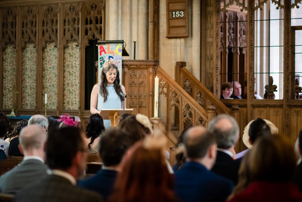 Reading at St Andrews Church wedding ceremony