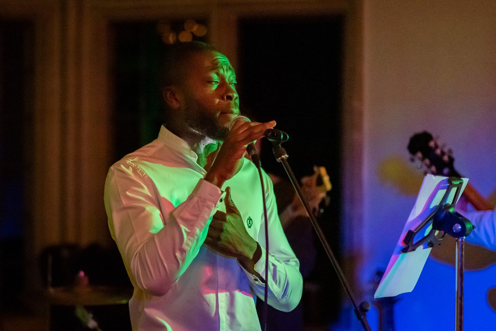 TV presenter Ortis Deley sings with his band at Coombe Lodge, Blagdon