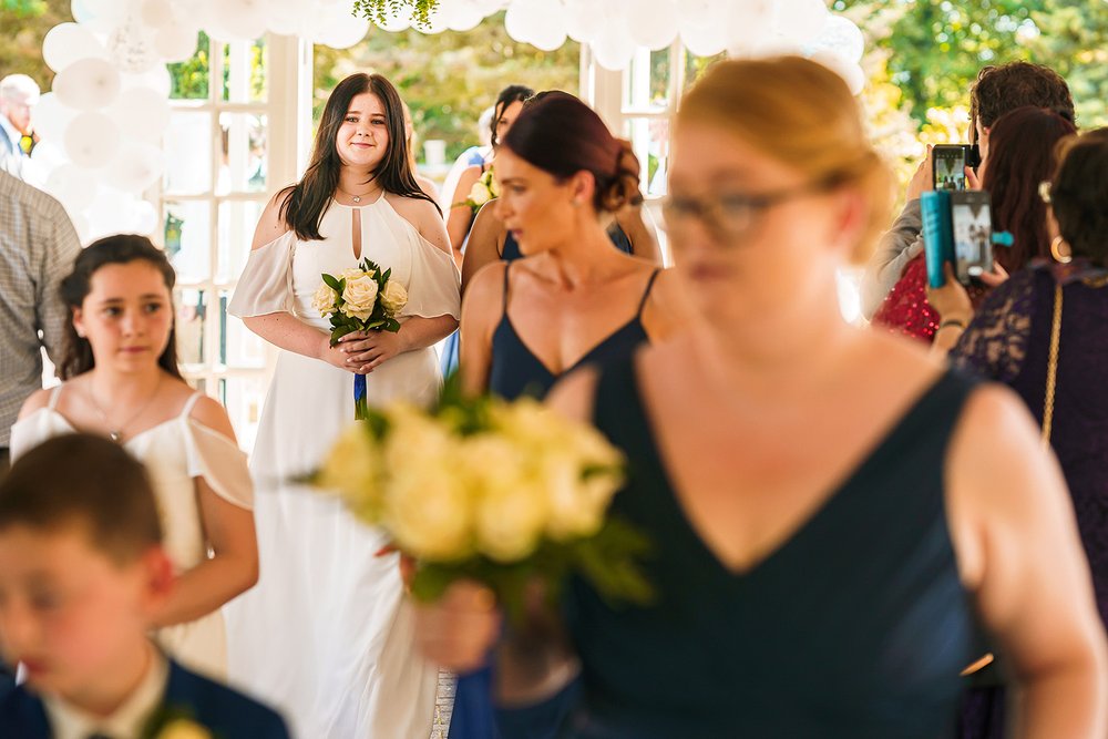 Bridesmaids arrive for wedding ceremony at Friern Manor