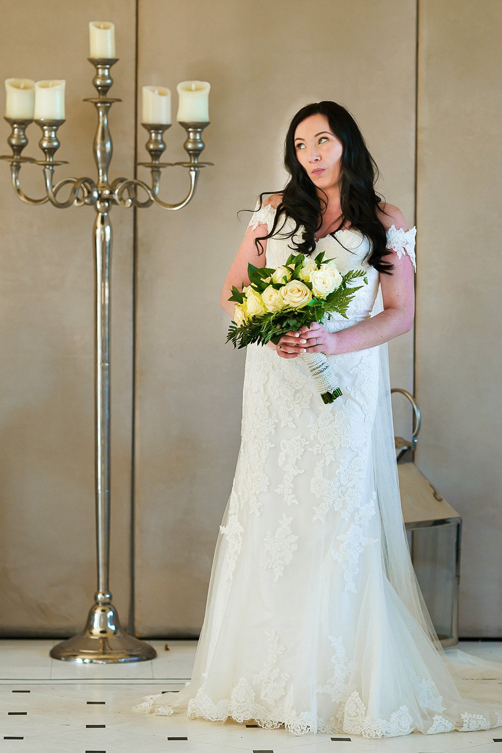 Bride pulls a kooky face at her Friern Manor wedding