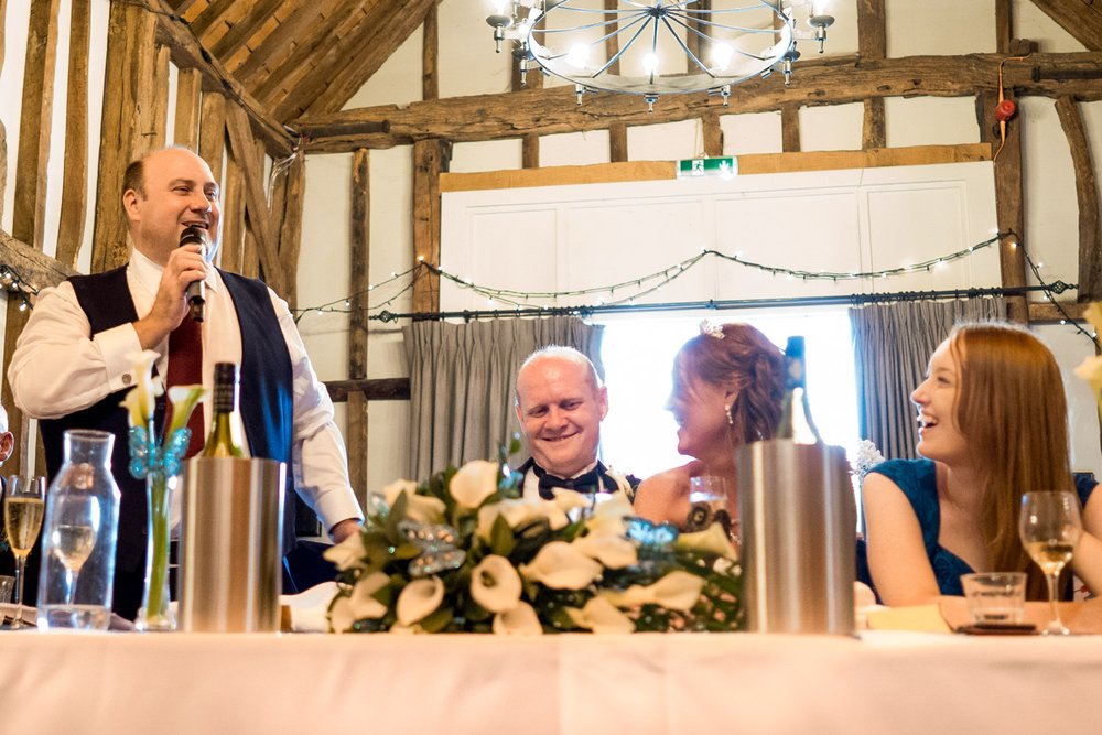Best man delivers his speech at The Olde Bell, Hurley