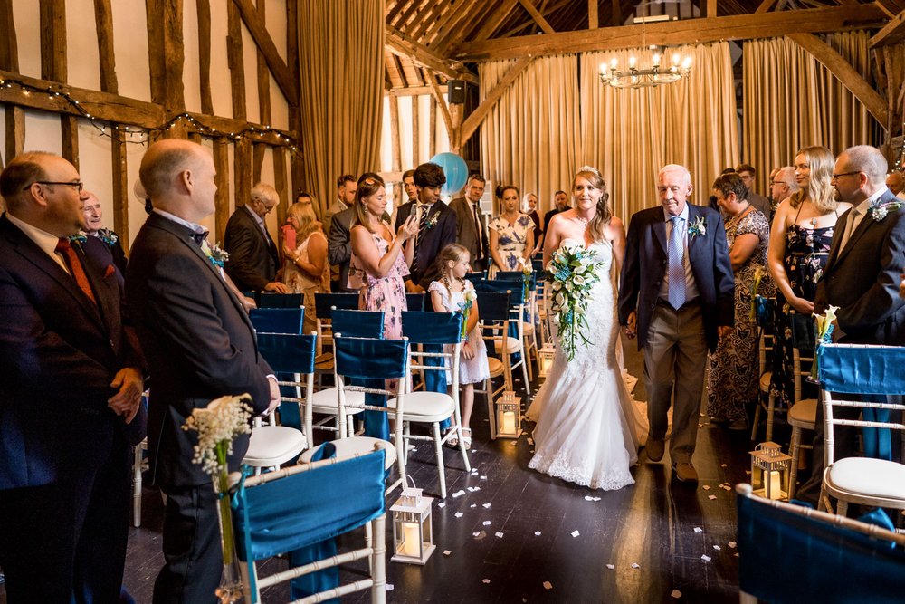 Father walks bride down aisle at The Olde Bell, Hurley