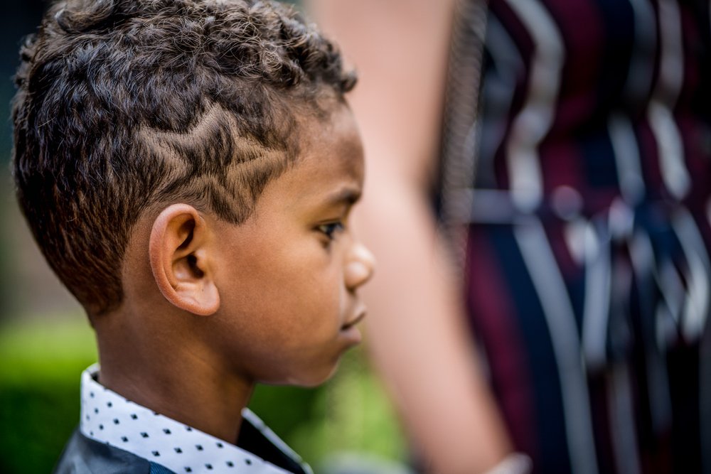 Boy with a star cut into his haircut, Olde Bell, Hurley