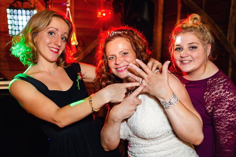 Bride show off wedding ring at Herons Farm