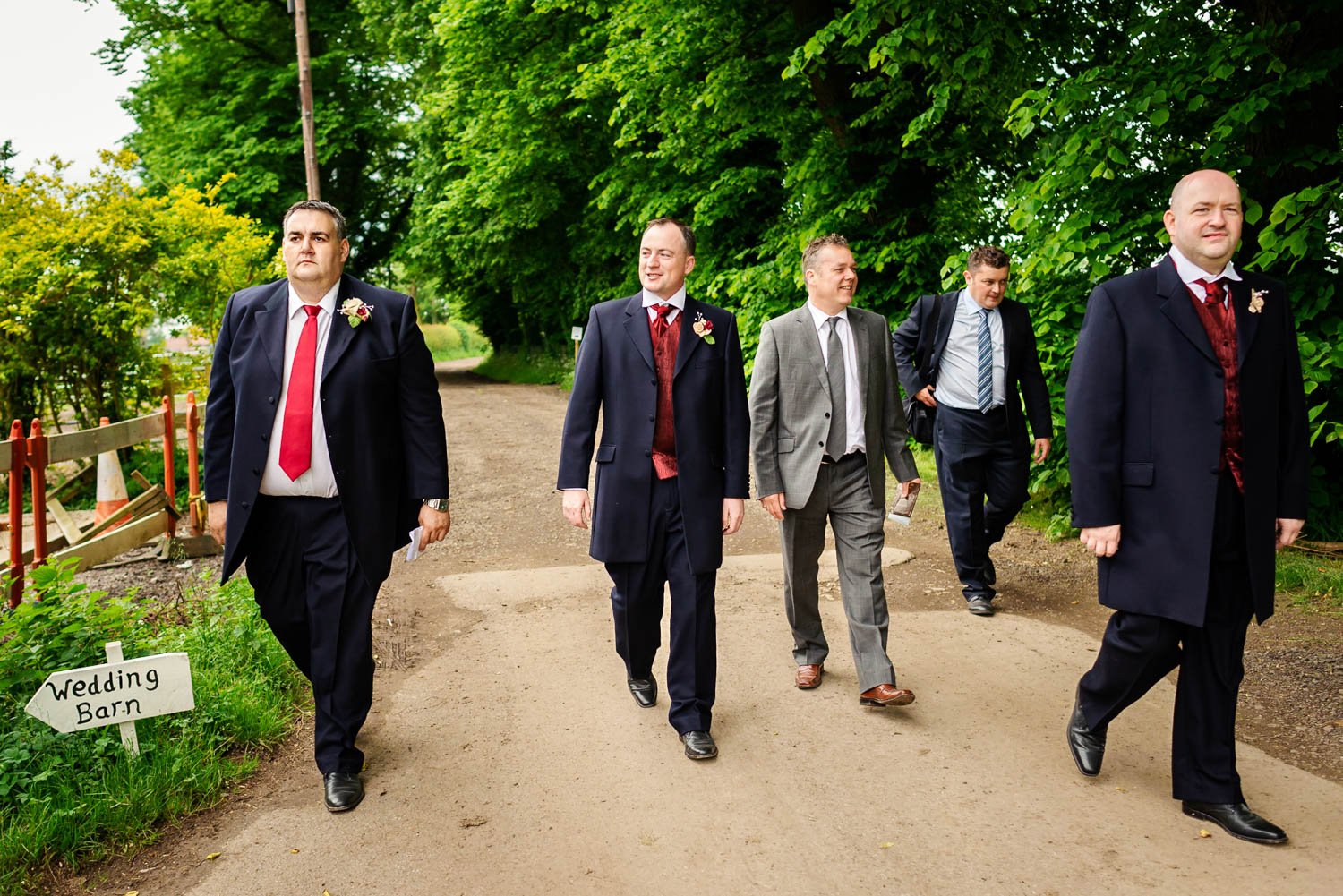 groom and groomsmen arrive at Herons Farm