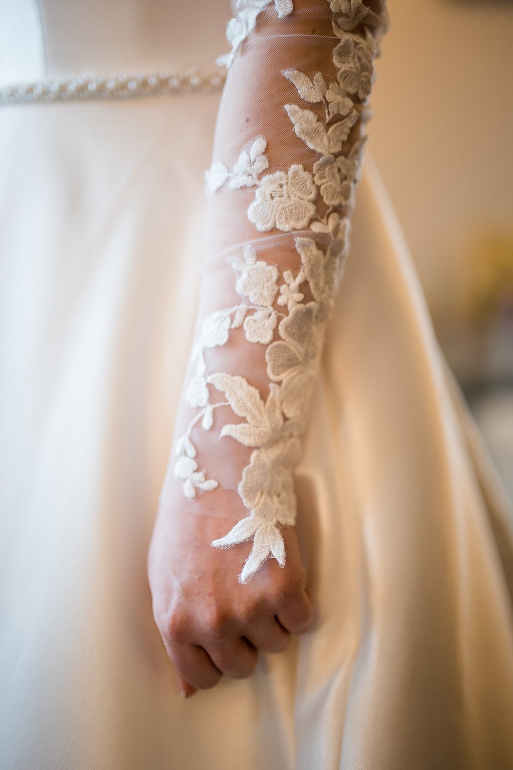 Lace sleeve on a wedding dress