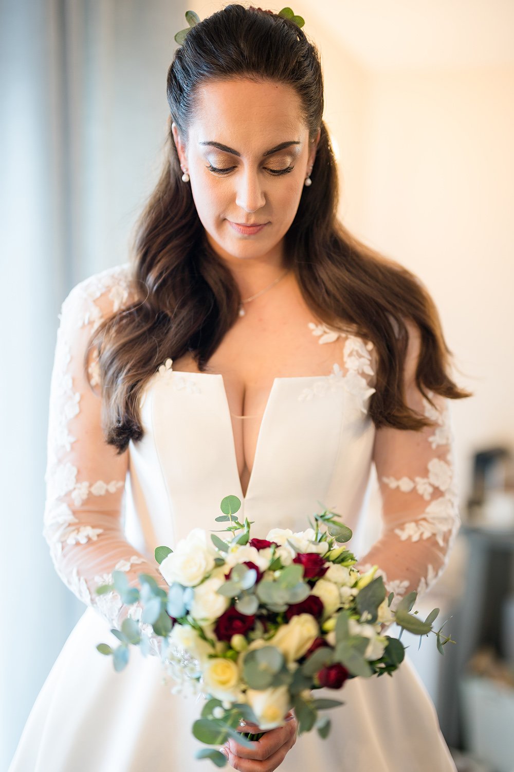 Bride portrait at Milling Barn winter wedding