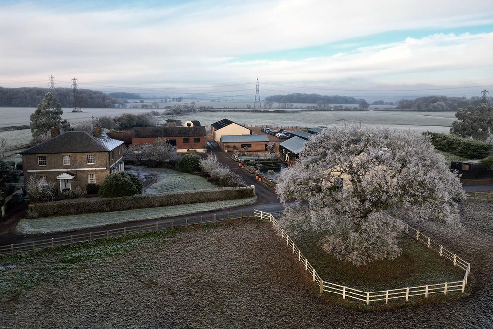 Overhead view of Milling Barn wedding venue in Hertfordshire