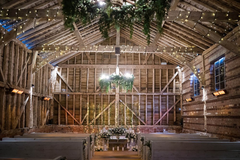 Interior of wedding ceremony space at Milling Barn