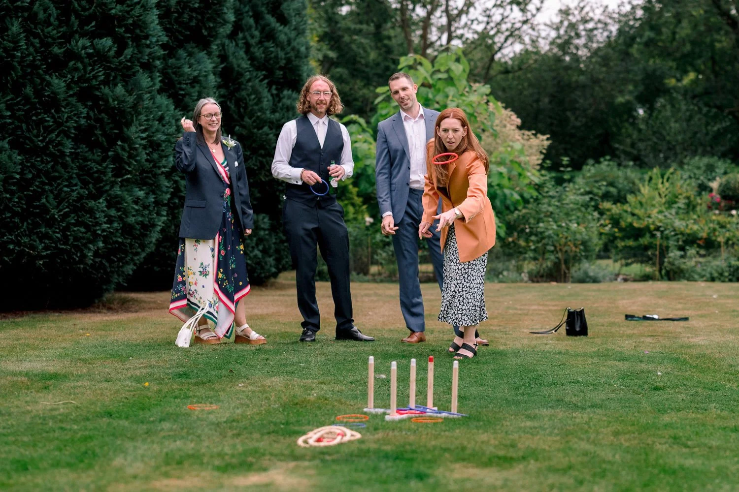 Wedding guest play lawn games at Hutton Hall wedding venue