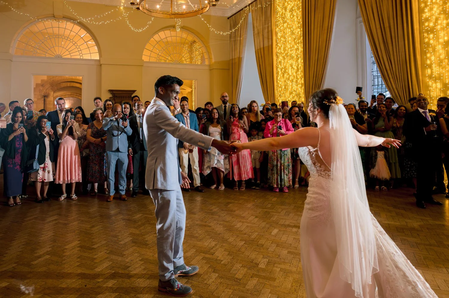 First dance at Farnham Castle in Surrey photographed by wedding photographer Steve Bagness