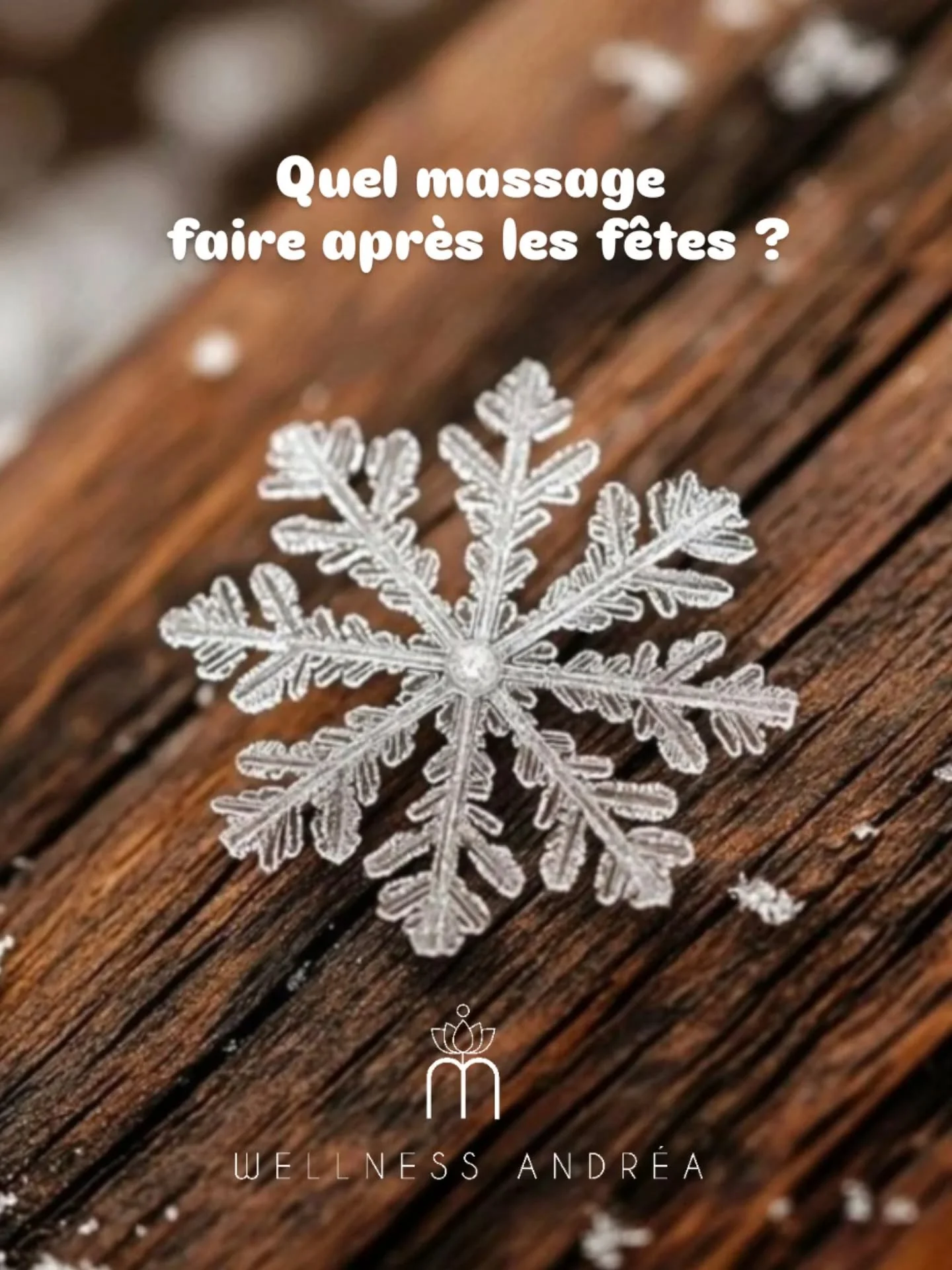 Quel massage Wellness Andr&eacute;a faire apr&egrave;s les f&ecirc;tes ?

&bull; Mon soin signature drainant et relaxant va vous aider &agrave; &eacute;liminer les exc&egrave;s des f&ecirc;tes. Le drainage est un soin d&eacute;tox, il va nettoyer vot