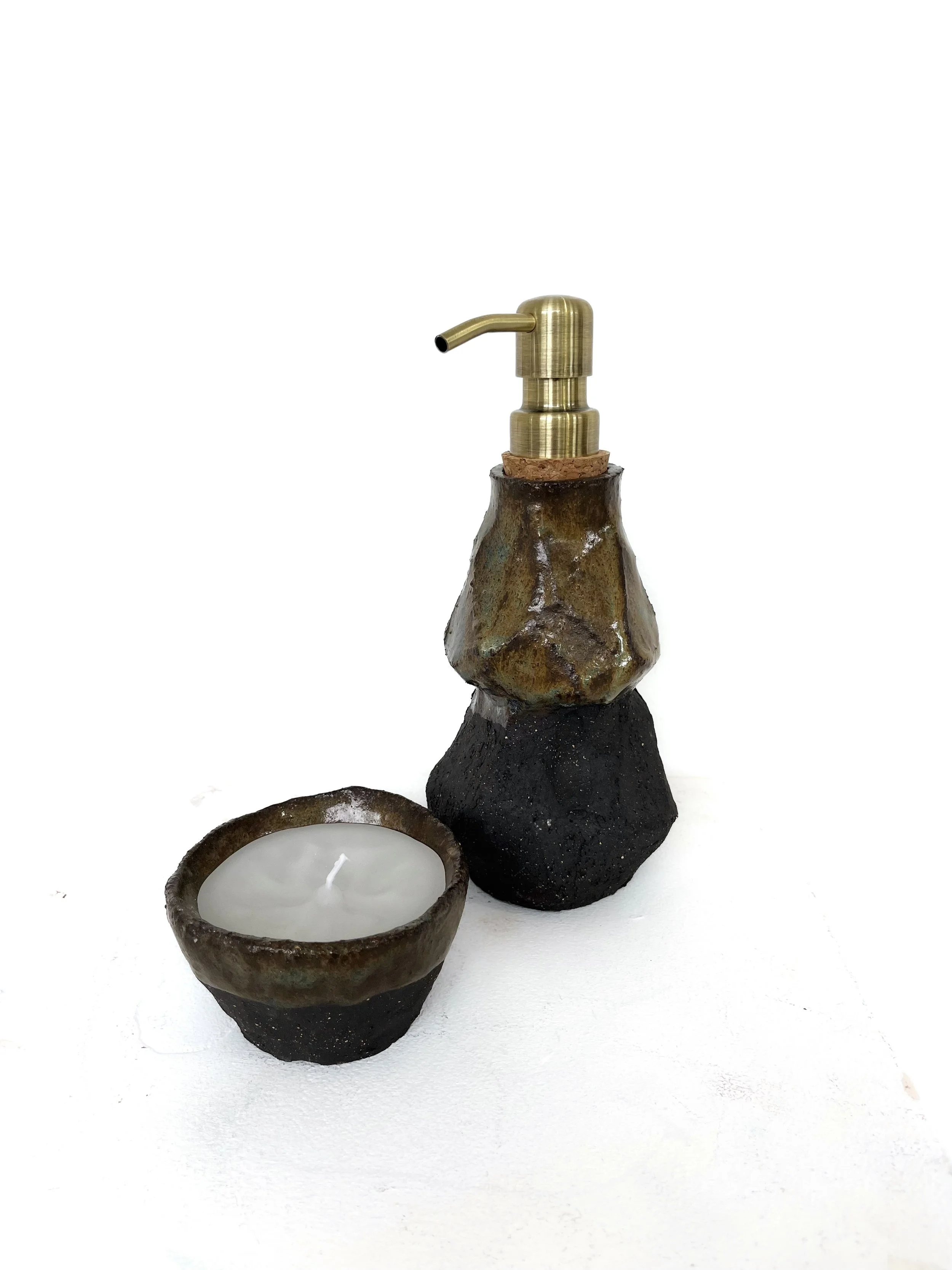 Volcanic Soap Dispenser & Candle