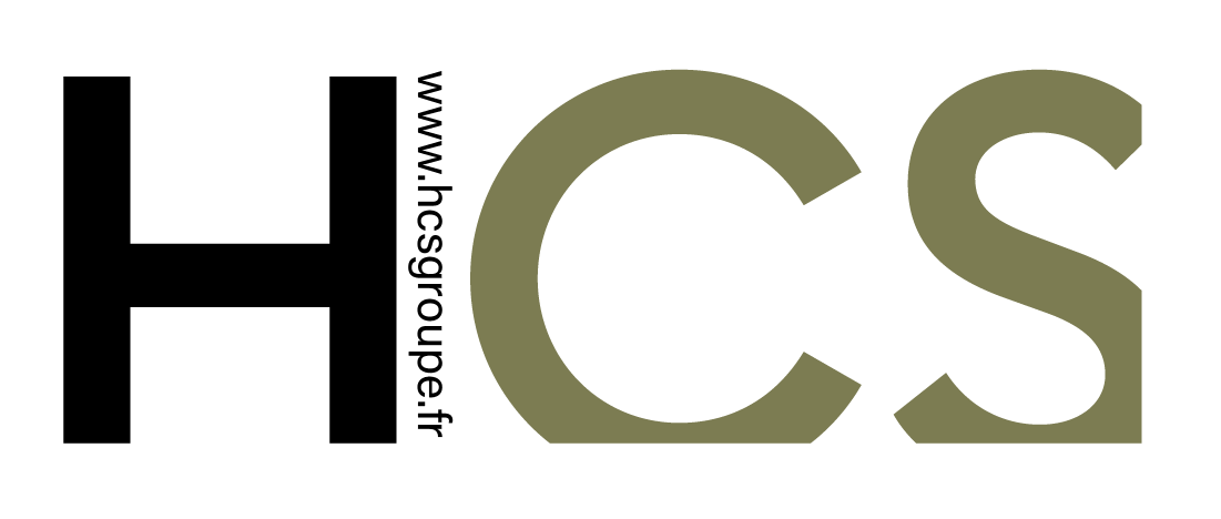 Logo avec les lettres "HCS" et l'adresse web "www.hcsgroupe.fr".