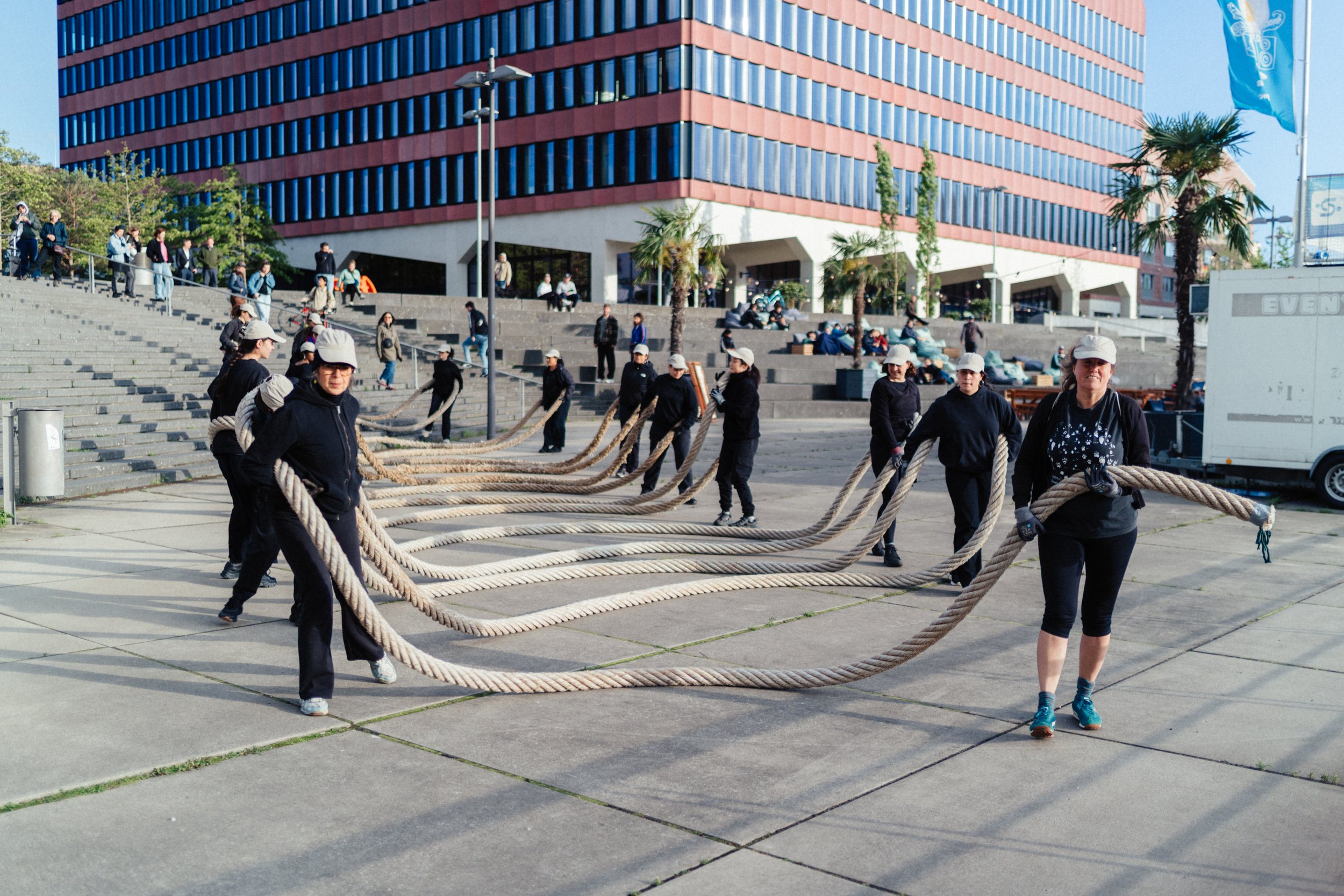  Gaete, Valentina. (2026). What the rope taught me about displacements [Performance]. Daurwelle, Bremen, Germany.  Photographed by Jimi Liu, 2026. 