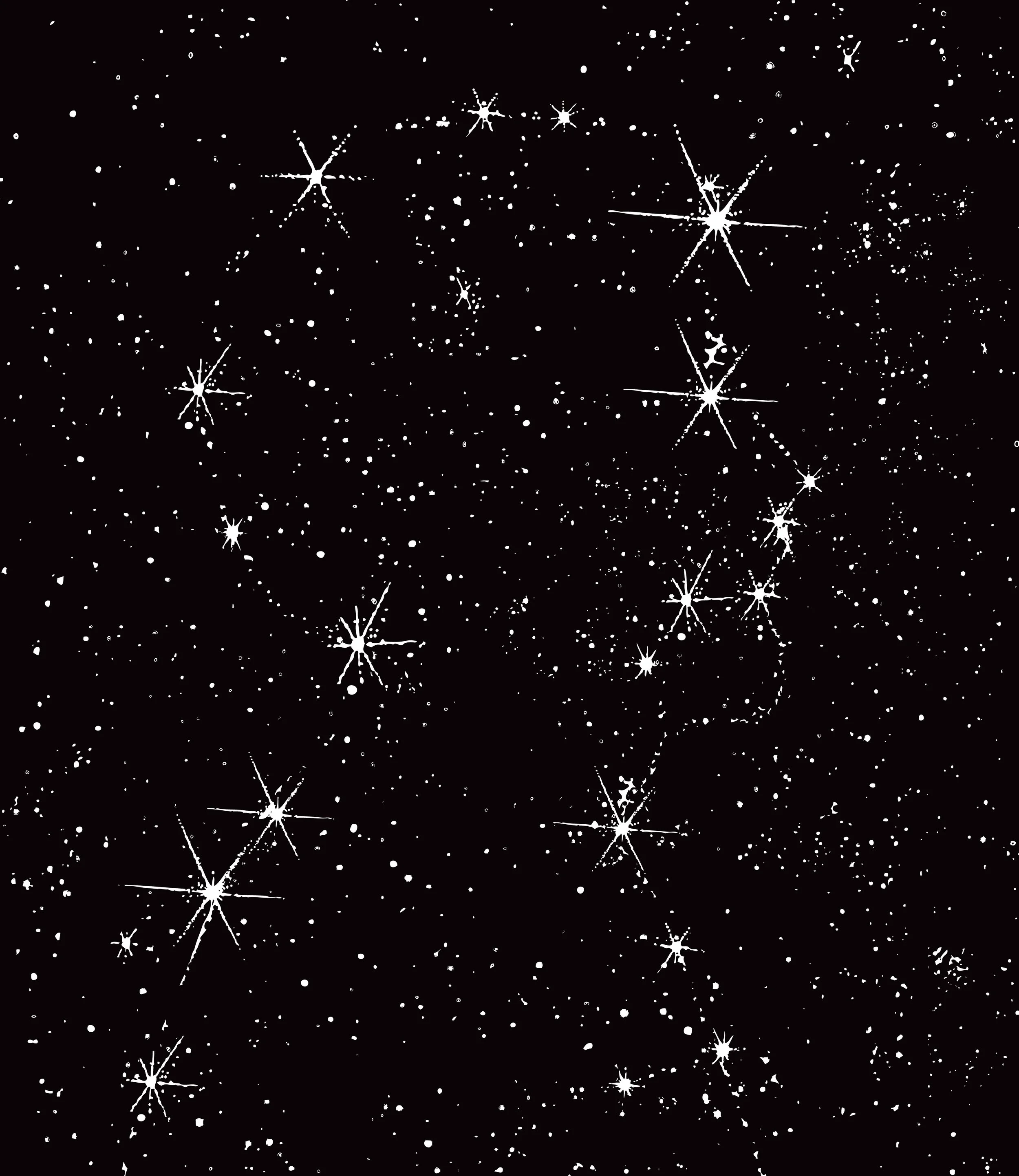 Black and white image of human silhouette made up of illustrated stars