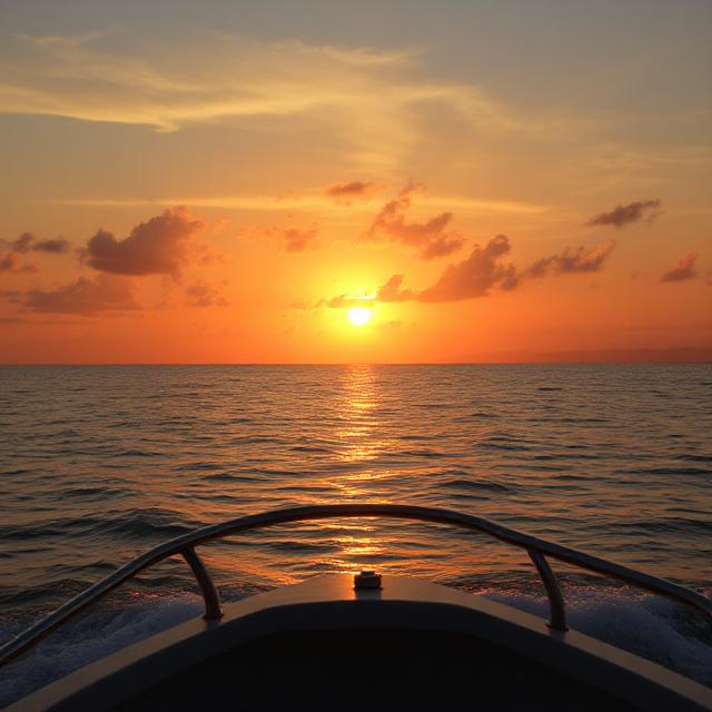 Spectacular sunset view from a boat