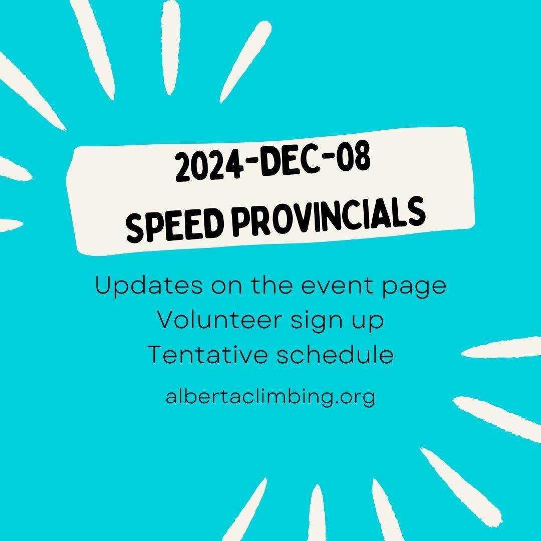 albertaclimbing.org update, link in bio

2024-DEC-08 Speed Provincials updates