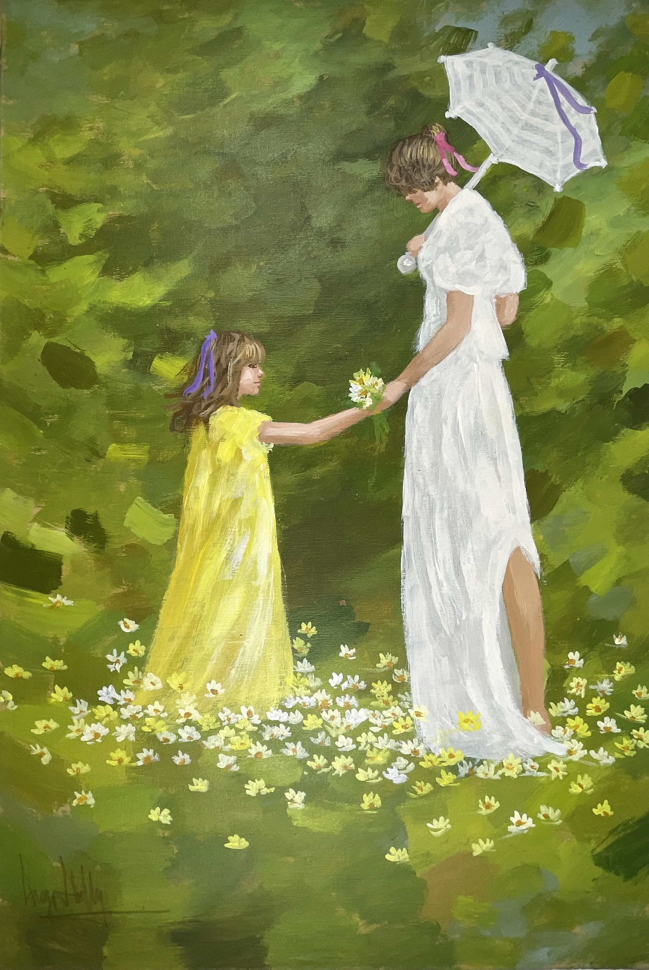 Daisies for Mother, George Shelly (b.1941), c.1970s, oil on Belgian linen canvas, 24 x 36 in, signed l/l.