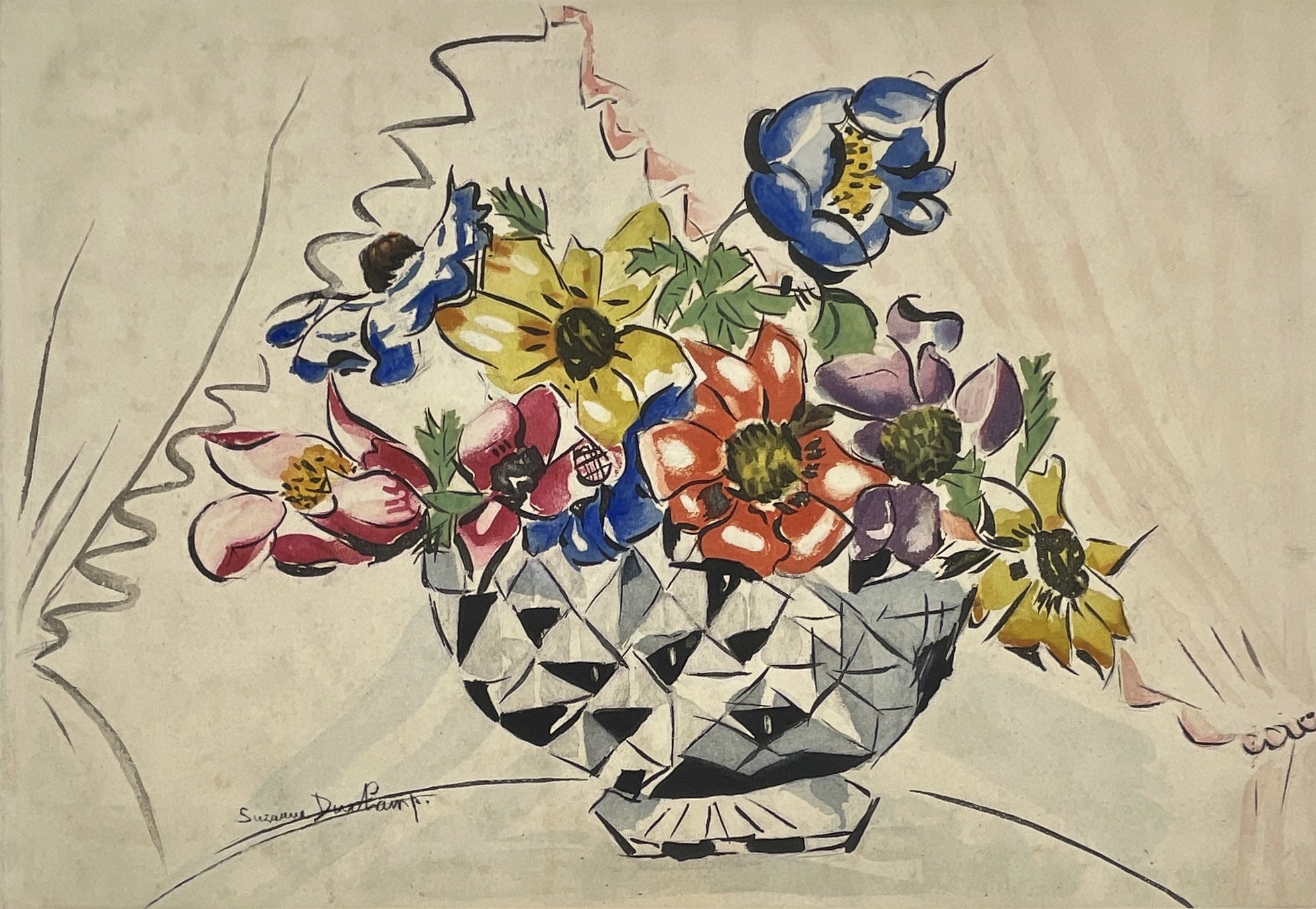 Flowers & Crystals (Fleurs), Suzanne Duchamp (1889–1963), 1929, color etching & aquatint, 22x16 in, ed. 15/200.