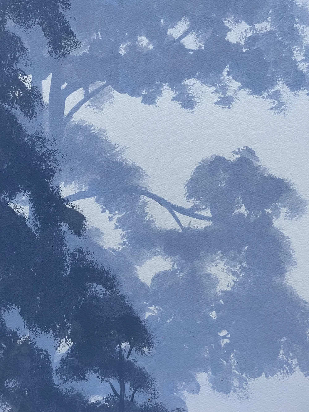 Misty Blue Watercolor Landscape by T. MacKenzie Hotchkiss — 1960s