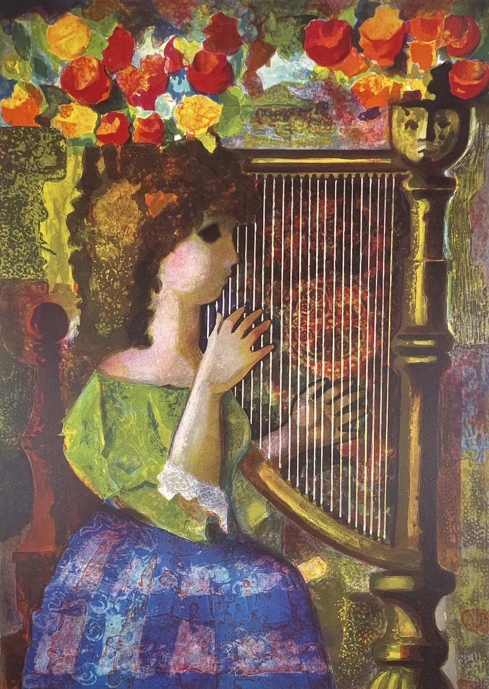 Lyre, Pla Domenech (b. 1917), c.1965, color lithograph on paper, 22 x 30 in., pencil signed and numbered 150/300