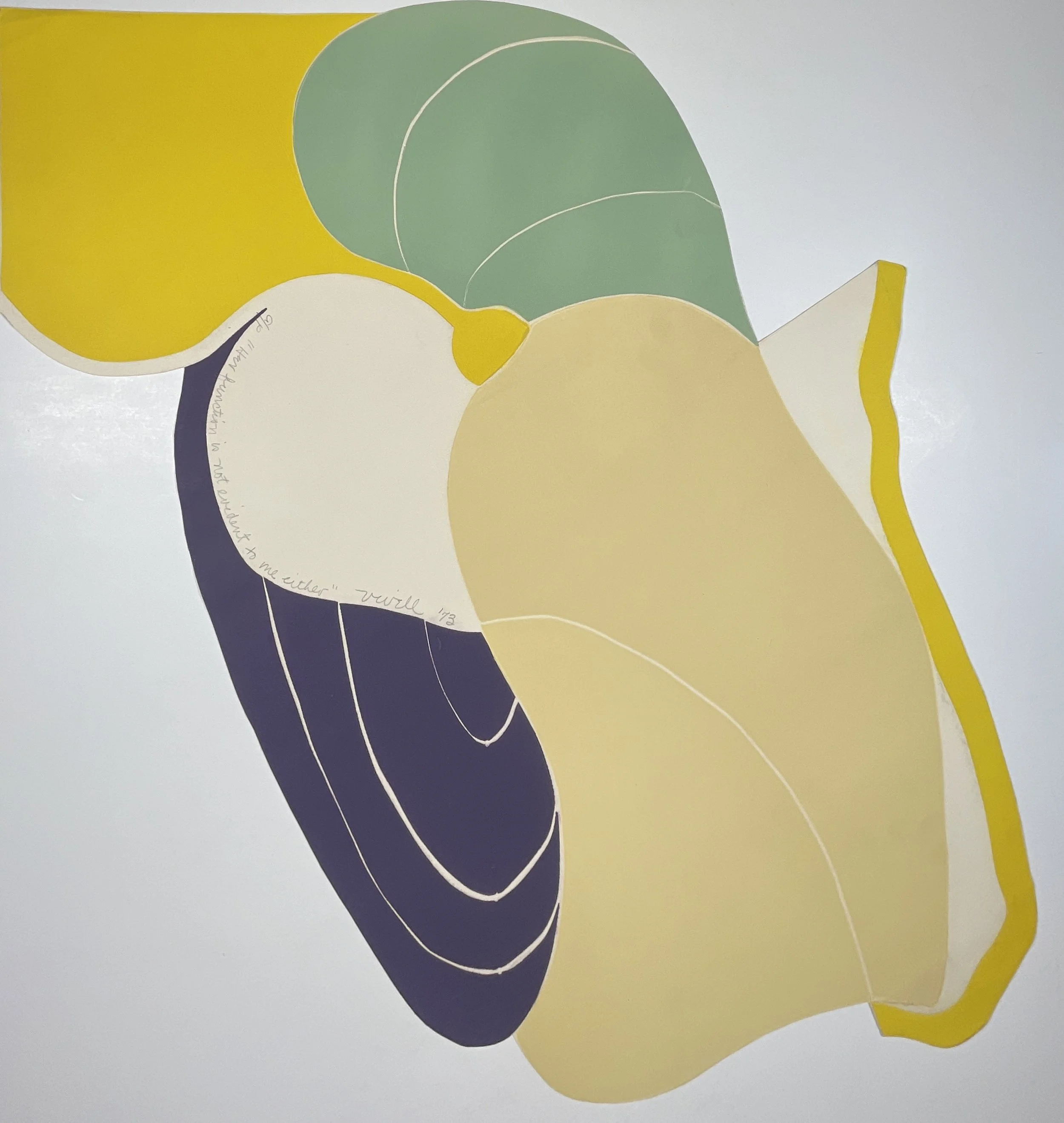 Her Function Is Not Evident to Me Either, Judith Vivell (b. c.1943), 1973, color intaglio print, 24x29 in, signed, AP (annot. 1/3)