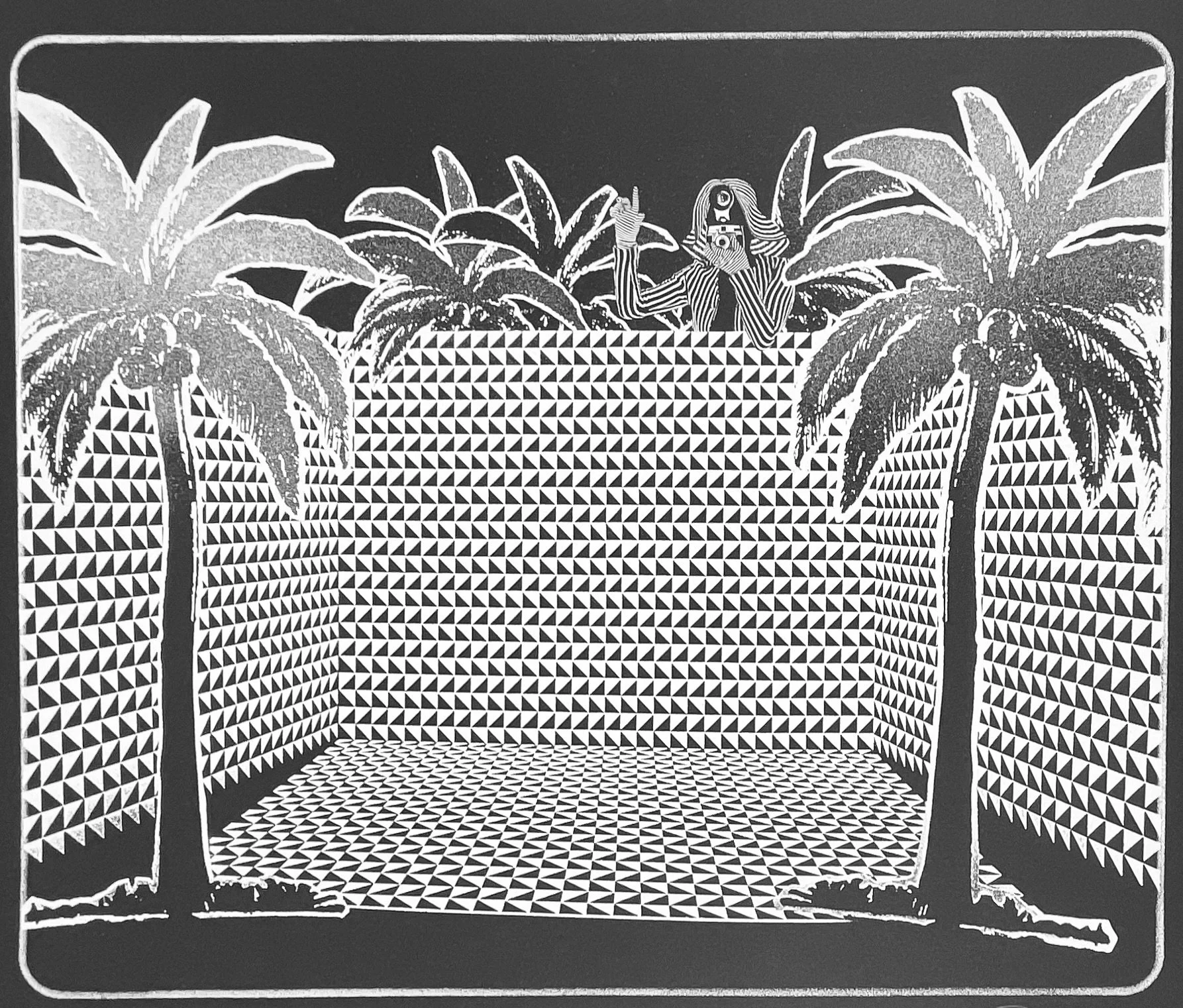 Palm Room, J. Seeley (20th c.), c.1970s, serigraph on paper, 30x22 in, signed & inscribed Artist’s Proof.