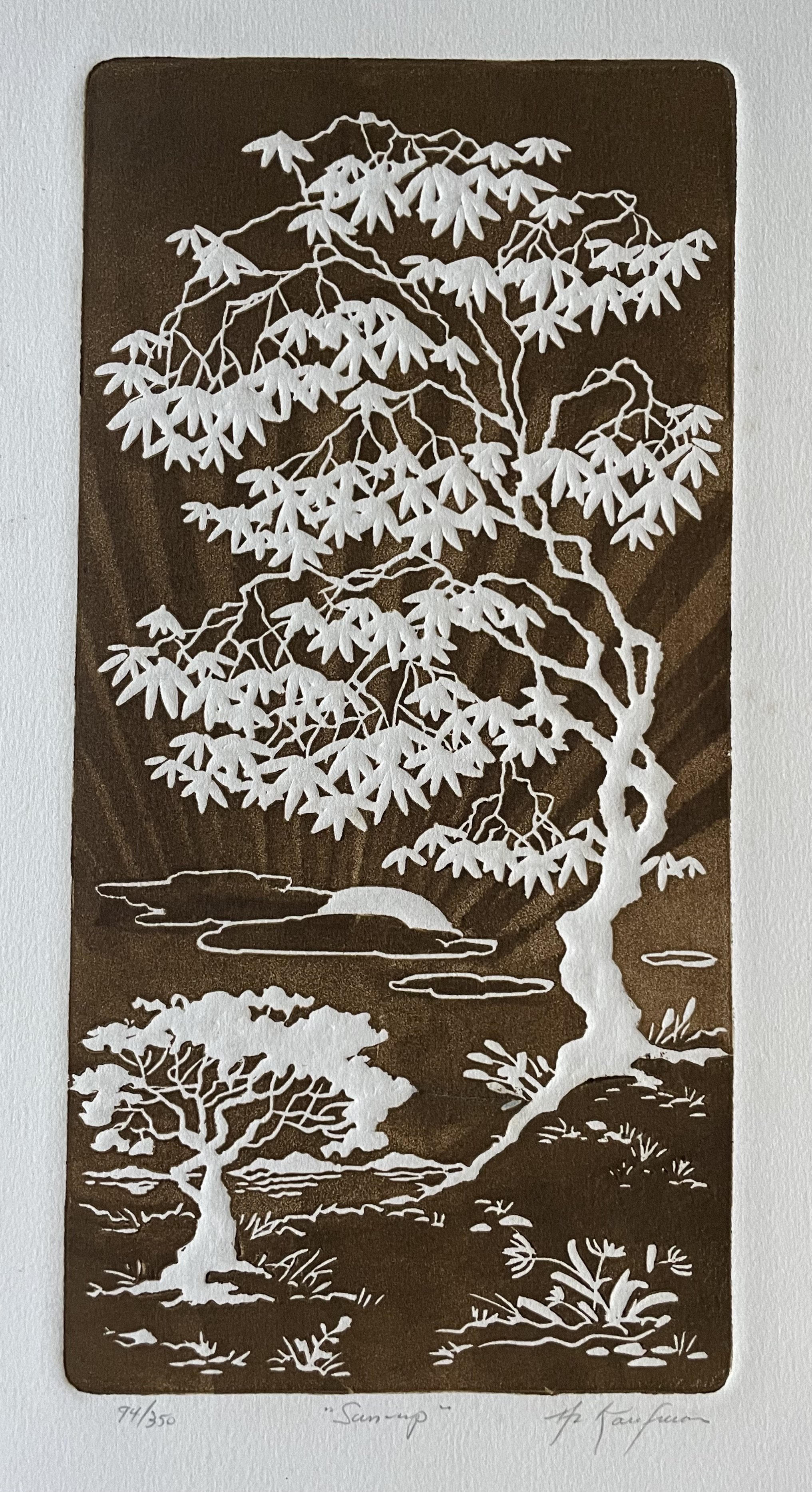 "SUN-UP" -Al (Albert) Kaufman -Intaglio Relief Etching -1970's -Signed & Numbered -94/350
