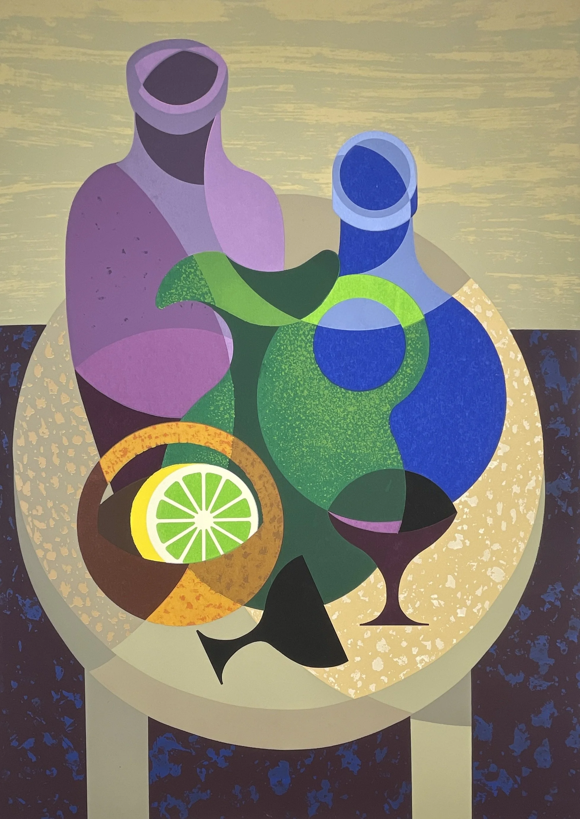 Celebration, Flavio Emanuel Cabral (1918–1990), c.1980s, serigraph, 22x30 in, signed & numbered 82/250, modernist still life