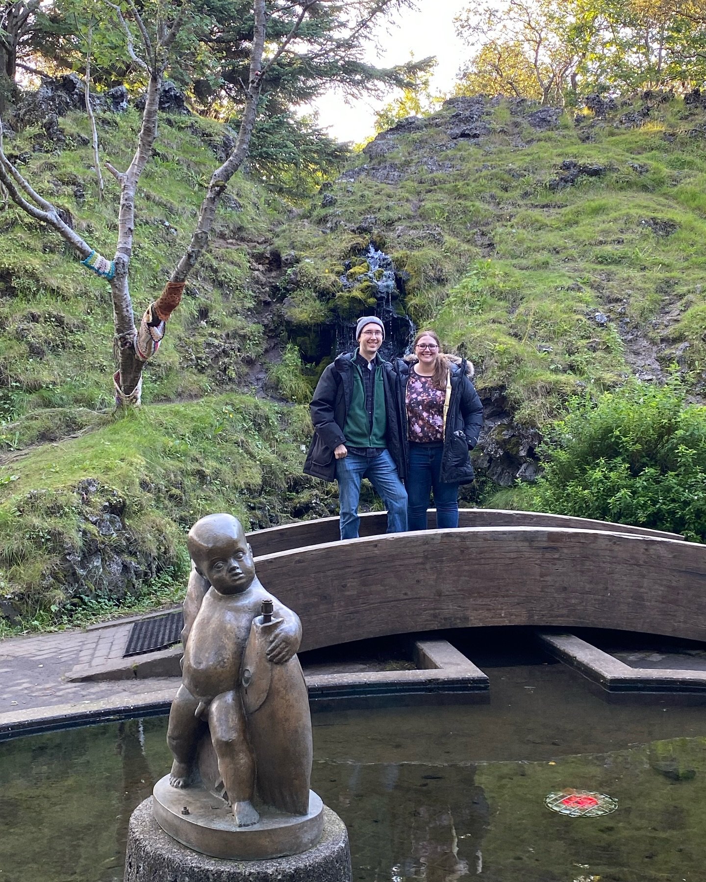 This great couple from #us joined the #hiddenworldwalkswithsilja today. #augustsun shone on us and was warm and nice. The #hulduf&oacute;lk did not show themselfs but I always feel their presence in the #hellisger&eth;i #park. #thanksforjoining #elfs