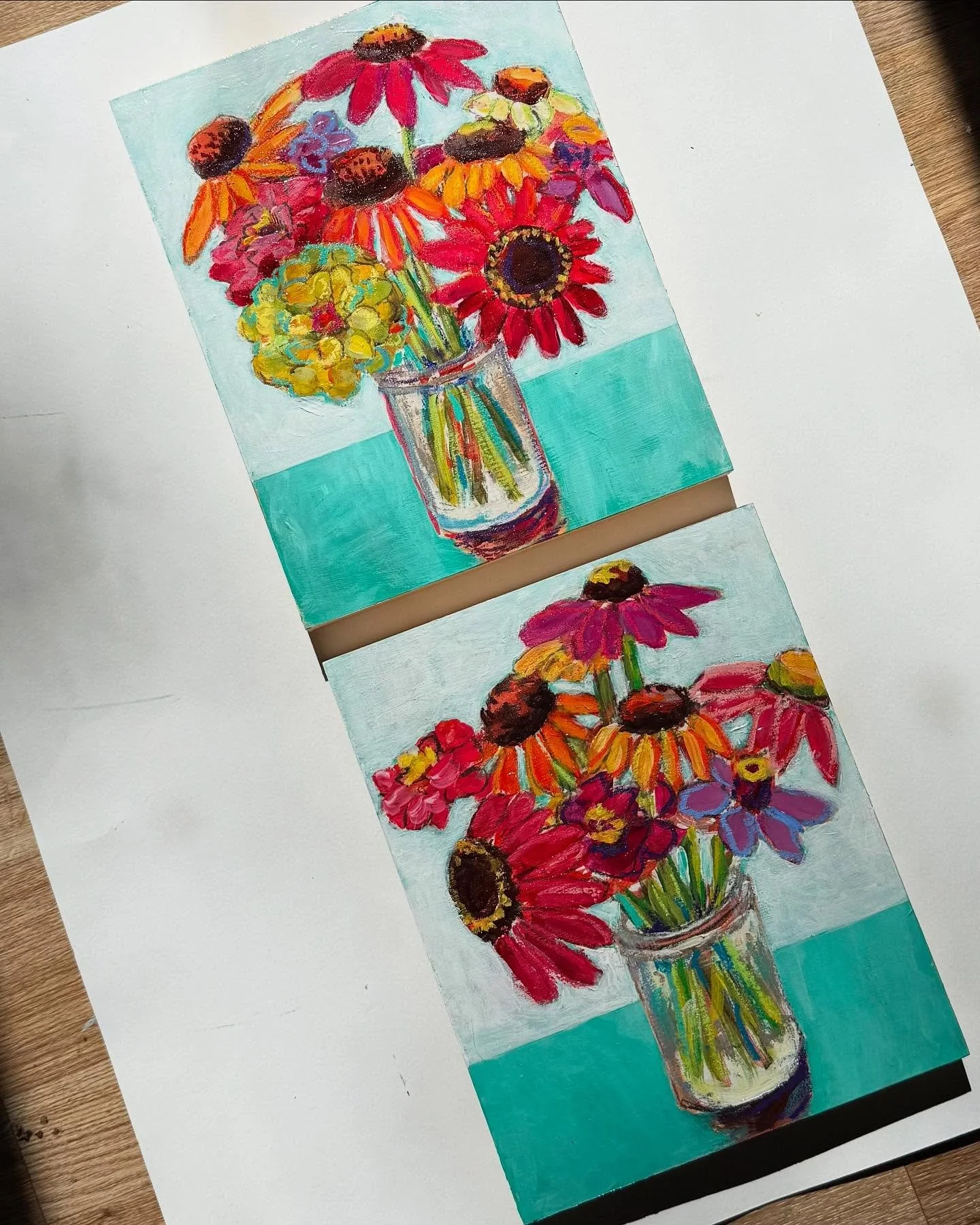 Wildflower minis, 8x10 mixed media on panel