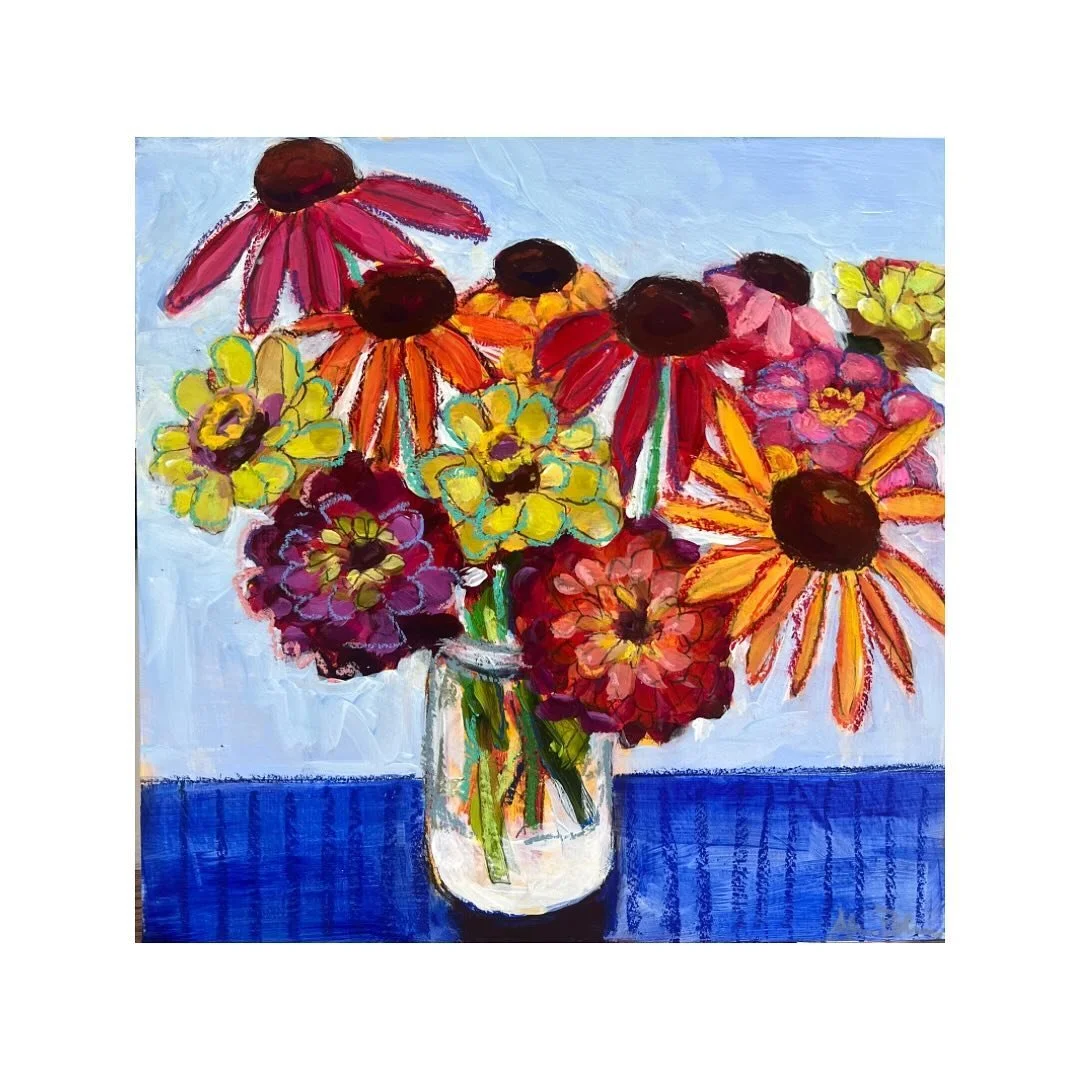 Summer Wildflowers collection now available @wildoatsbillygoats!
.
.
.
.
#abstractfloral #abstractflowers #wildflowers #zinnies #atlantaart #atlantaartist