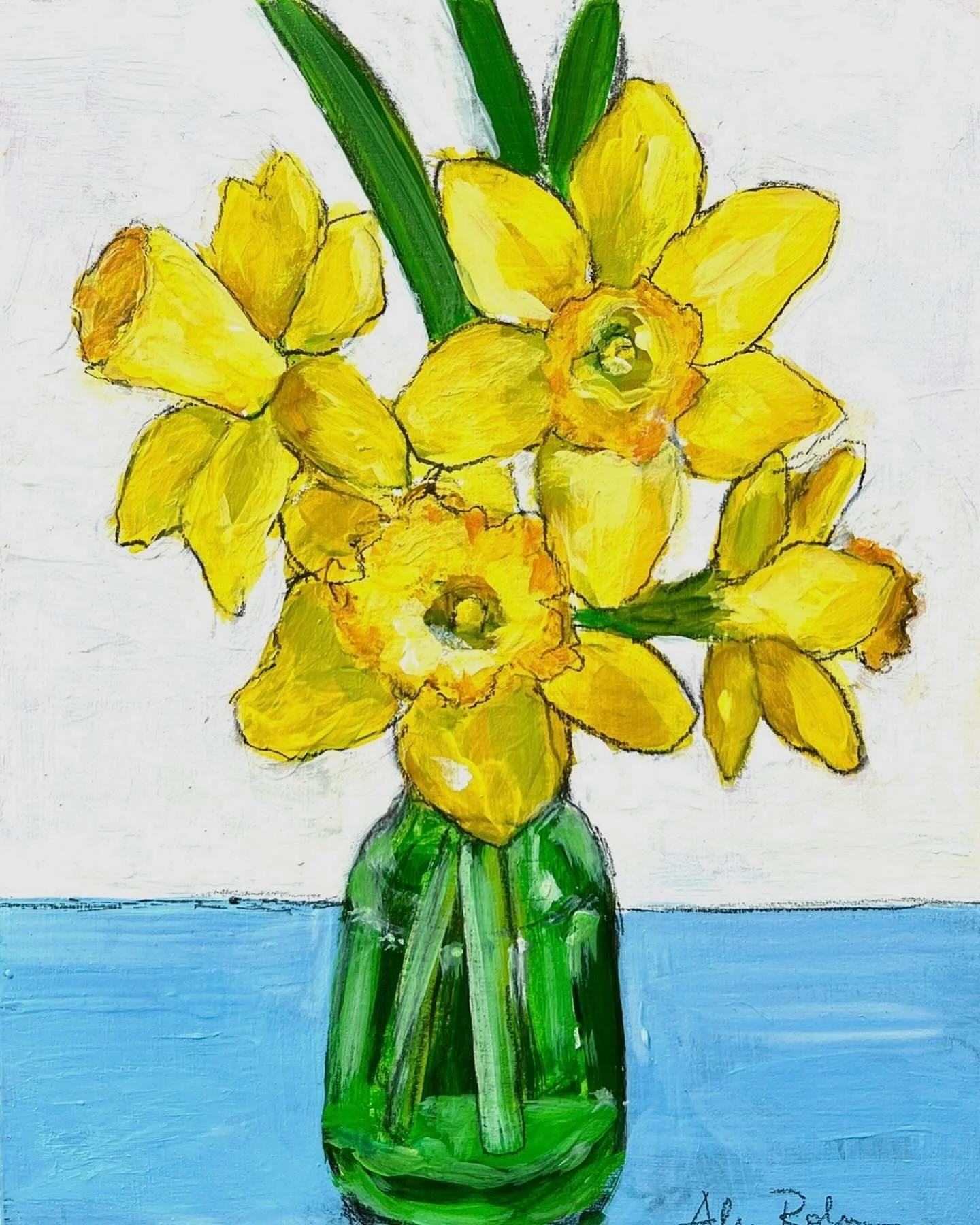 Daffodils&hellip;
8x10 acrylic on panel available at @swancoachhousegallery