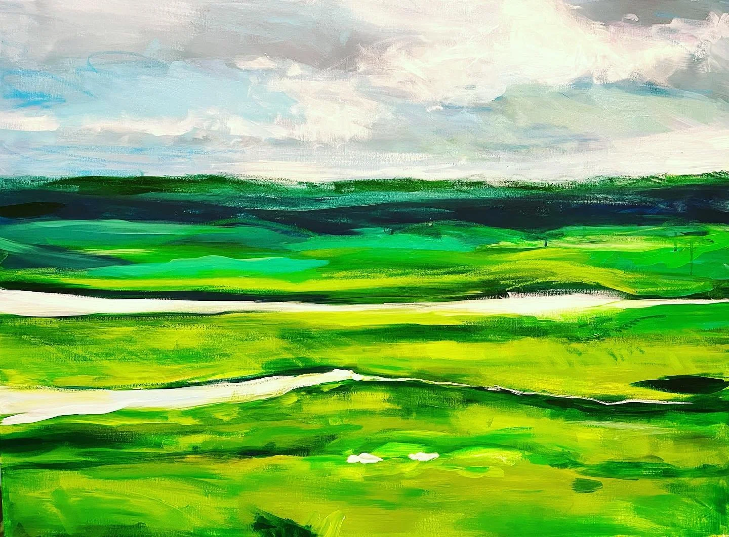 Green on the easel for St. Patrick&rsquo;s Day ☘️ 
#wip #green