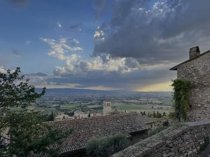 The Umbrian valley at Assisi under evening clouds