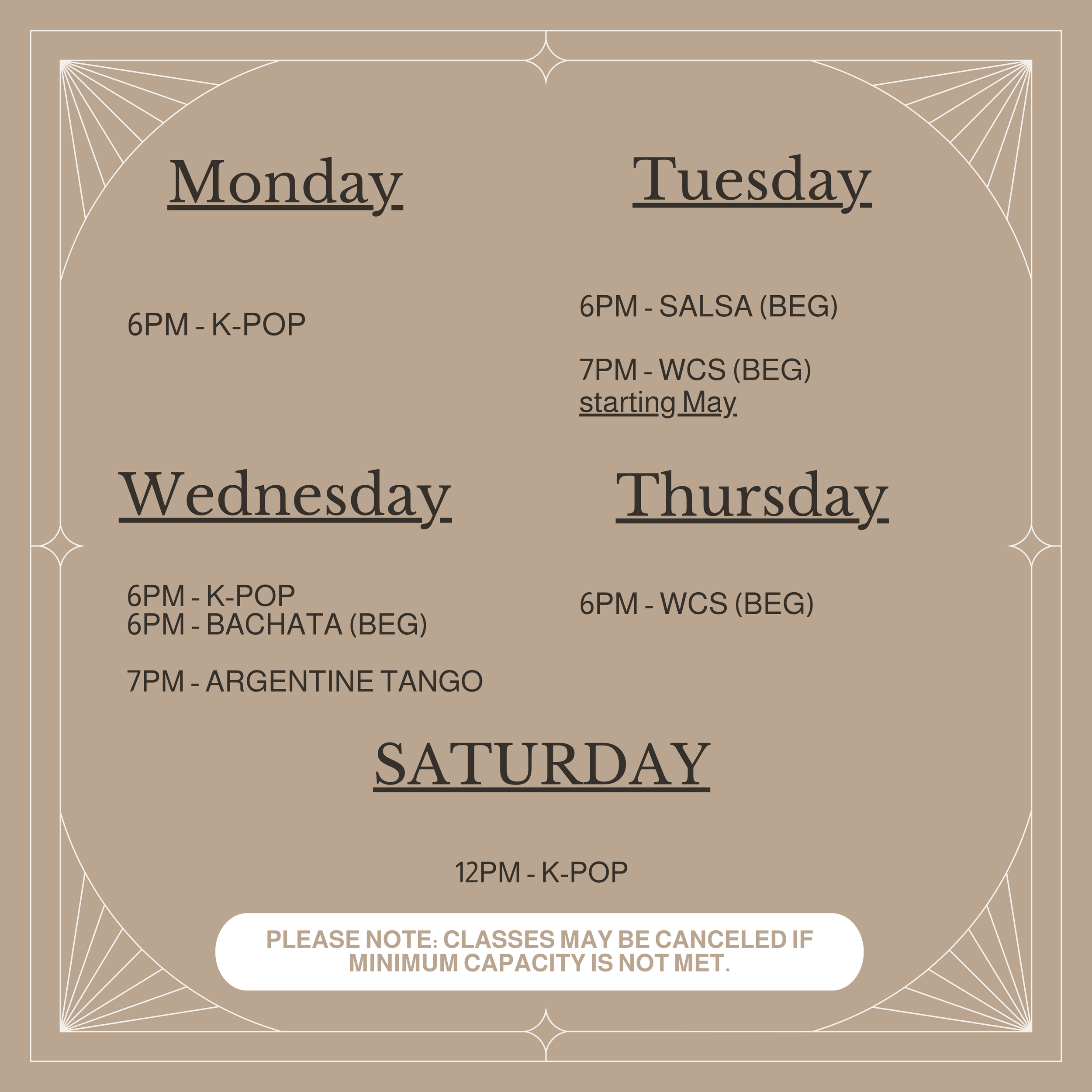 Chicago dance schedule