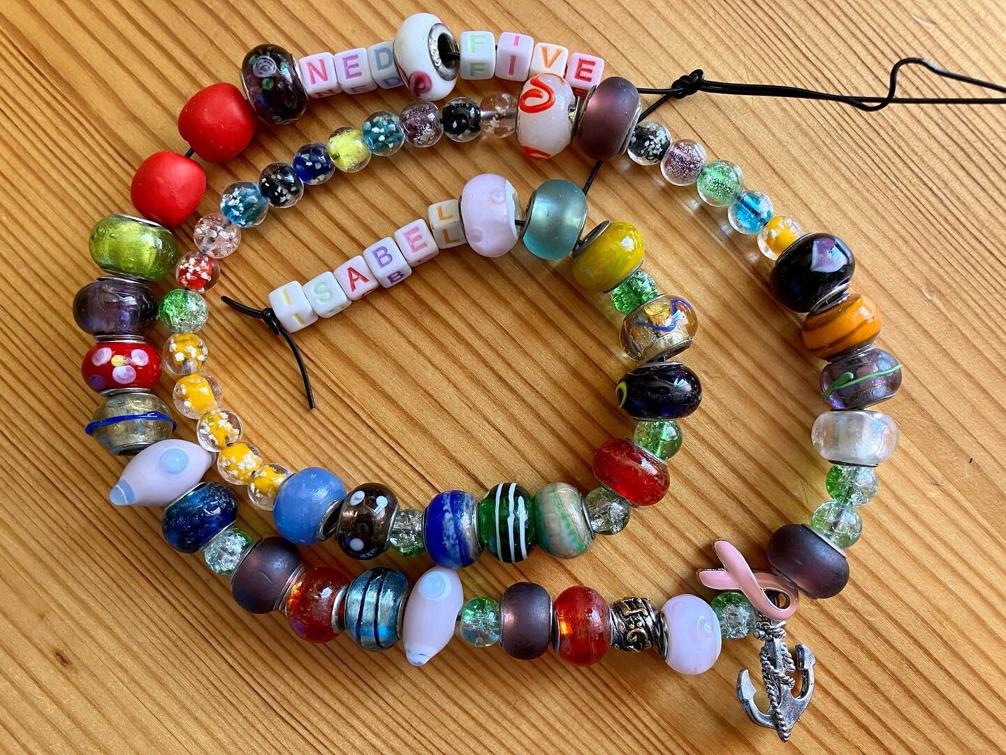 So, five years and my final MRI scan showed No Evidence of Disease. 
So happy. 43 more Tamoxifen tablets and I’m done!
The beads chart my diagnosis and treatment. Mine was relatively straight forward compared to others but I still racked up a